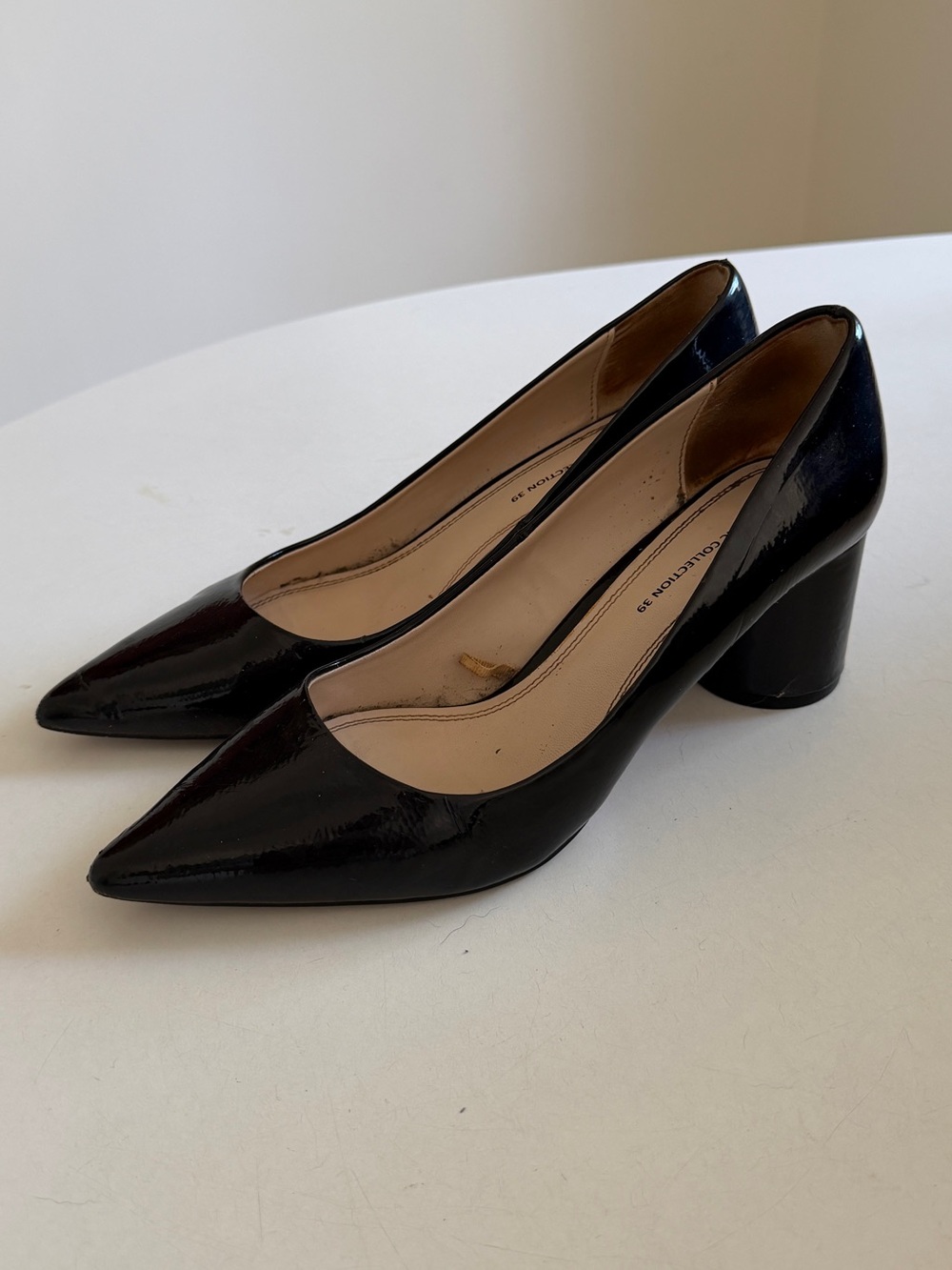 ZARA Block Black Patent Effect Heels - 39/8 US - Picture 2 of 5